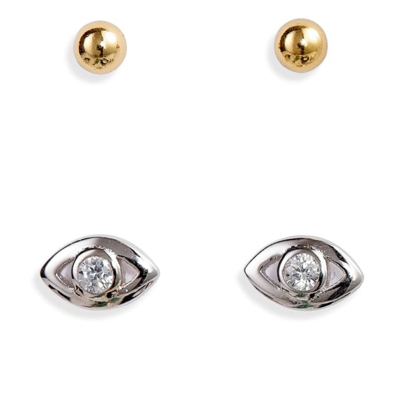 NWT! Sterling Silver Evil Eye Stud Earring - Picture 1 of 4